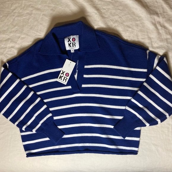 Kerri Rosenthal Radiant Heart Sweater in Blue and White Stripes | Anthropologie - Picture 3 of 10